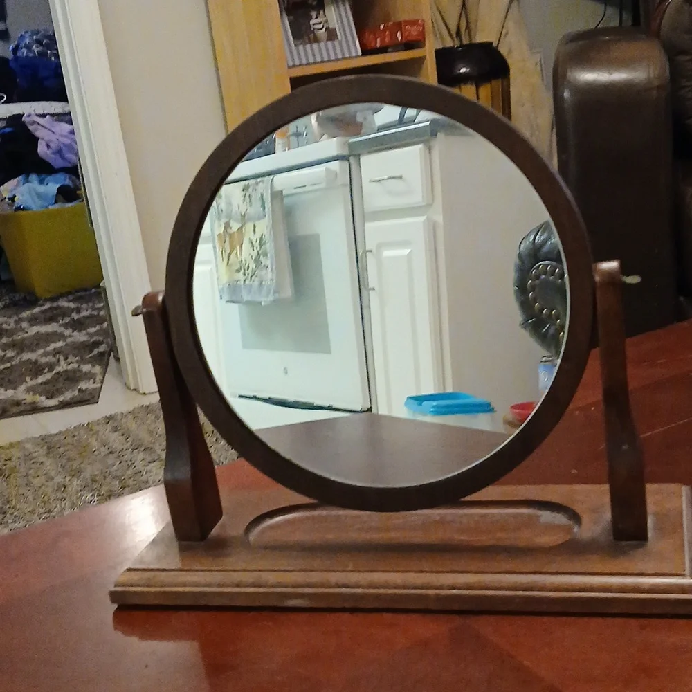 Elegant Brown Wooden Vanity Mirror